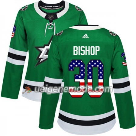 Dame Eishockey Dallas Stars Trikot Ben Bishop 30 Adidas 2017-2018 Kelly Grün USA Flag Fashion Authentic